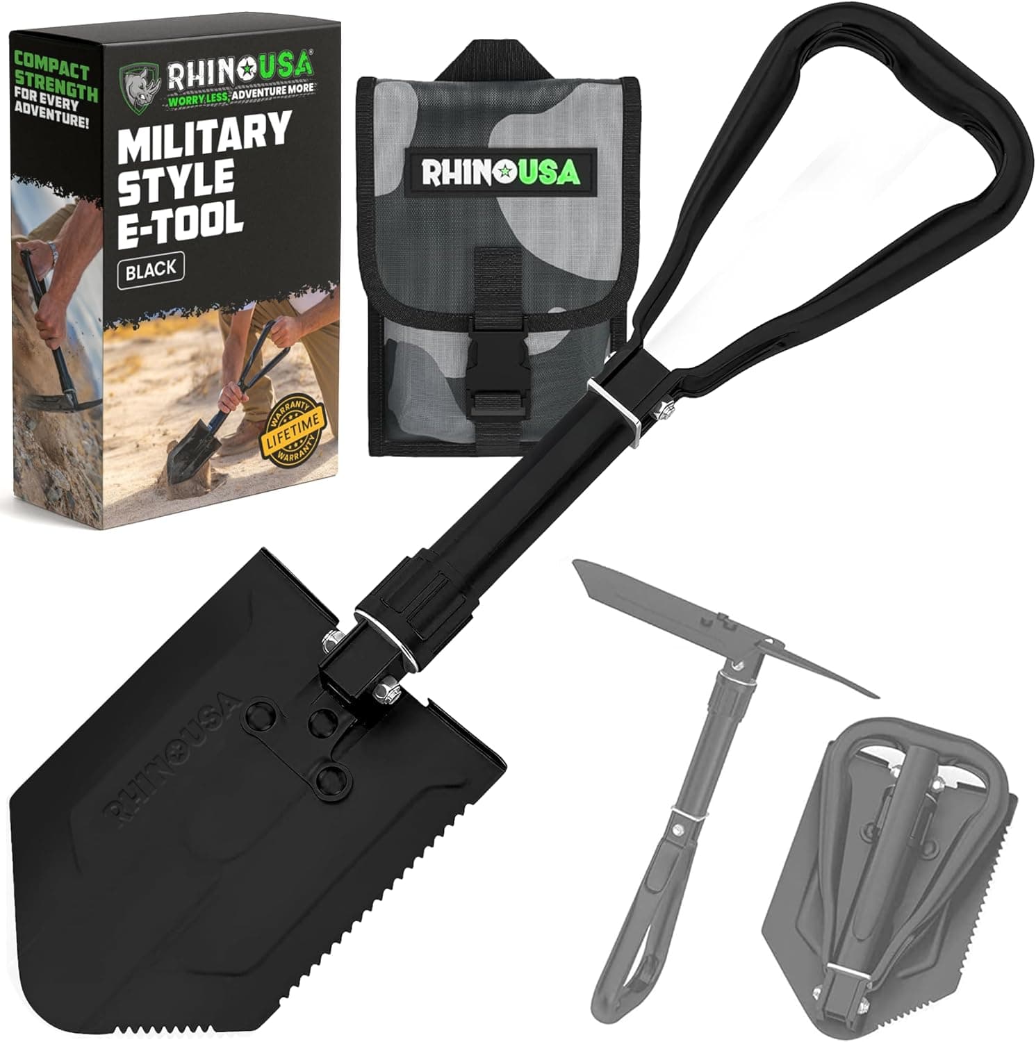 Folding Survival Shovel with Pick